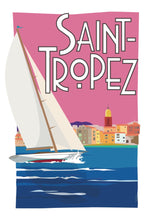 Load image into Gallery viewer, saint tropez poster affiche les voiles de st tropez illustration sailing sails yachting french riviera assouline senequier scarlett saint tropez