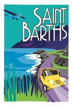 Load image into Gallery viewer, Saint Barths into the wild poster Moke St barth illustration grand fond st barths artprints space gallery art gallery nikki beach tourism assouline stbarthsartprints.com