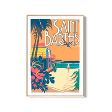 Load image into Gallery viewer, saint barths poster art print st barth illustration surf on the beach bucket regatta space gallery art gallery saint barth tourism assouline stbarthsartprints.com