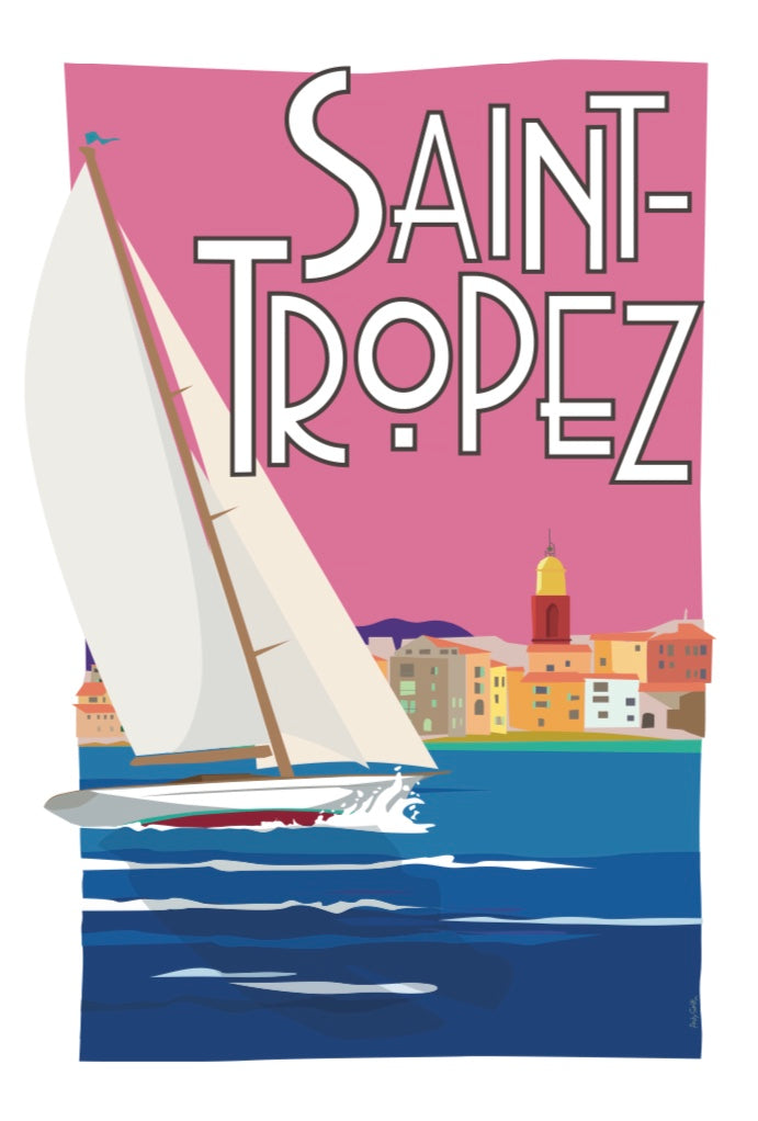 saint tropez poster affiche les voiles de st tropez illustration sailing sails yachting french riviera assouline senequier scarlett saint tropez