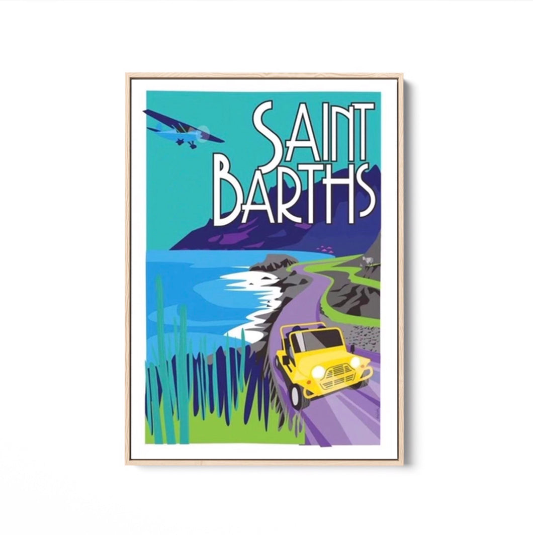 Saint Barths into the wild poster Moke St barth illustration grand fond st barths artprints space gallery art gallery nikki beach tourism assouline stbarthsartprints.com